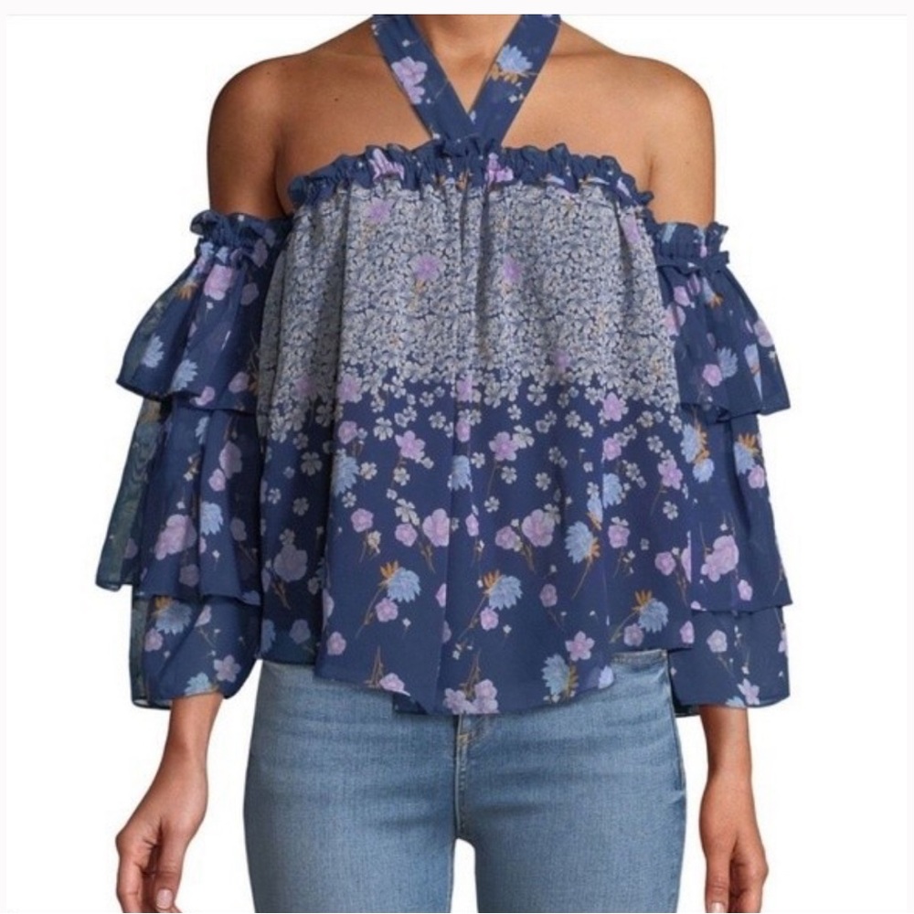 Misa Los Angeles Penille Floral Ruffle Halter Top, Women's, M